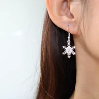 Snowflake CZ Pendant and Earring Set with Silver Plating