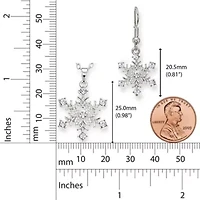 Snowflake CZ Pendant and Earring Set with Silver Plating