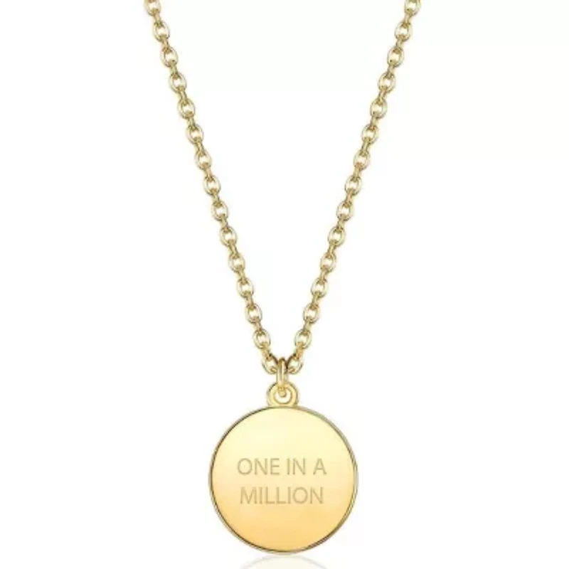 Initial Disc ONE A MILLION Pendant Necklace Gold Plating 18 Inch Chain + 2in Extender