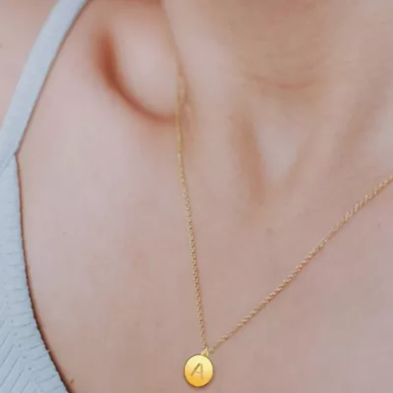 Initial Disc ONE A MILLION Pendant Necklace Gold Plating 18 Inch Chain + 2in Extender