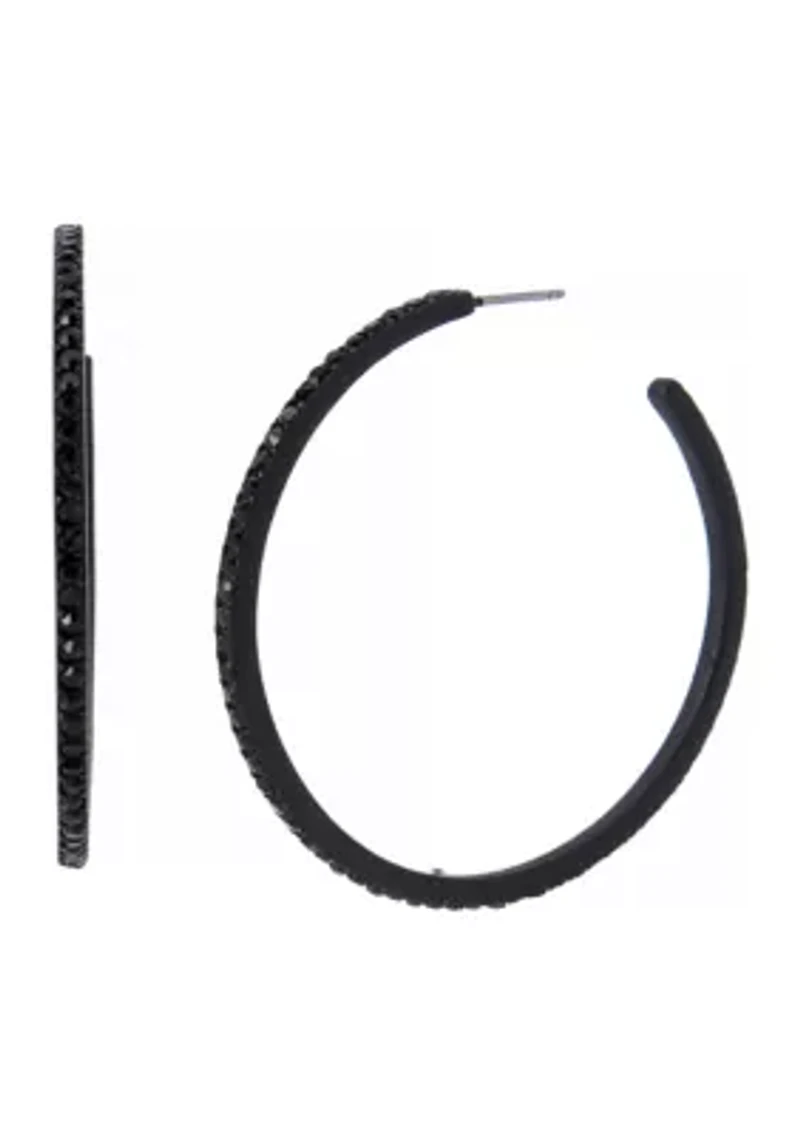 Black Pavé Hoop Earrings