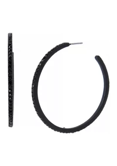 Black Pavé Hoop Earrings