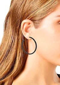 Black Pavé Hoop Earrings