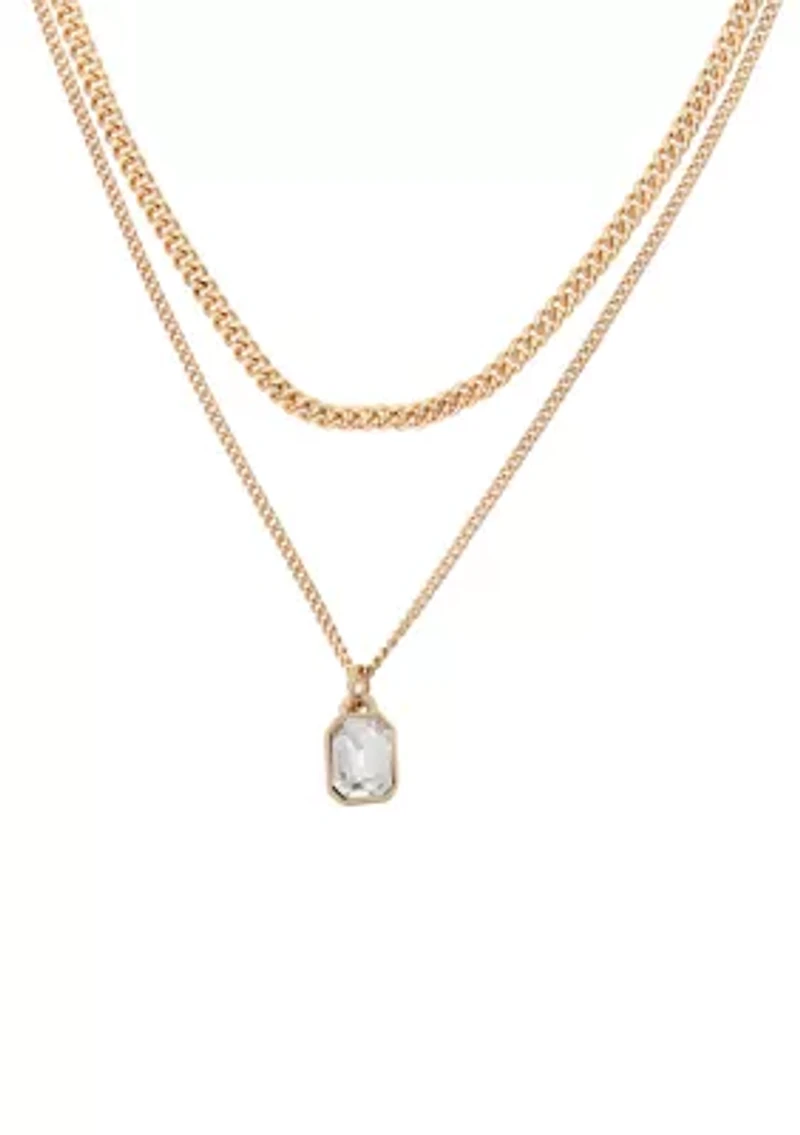 Two Row Stone Layered Necklace