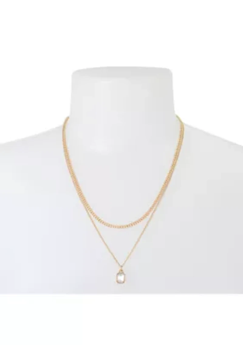 Two Row Stone Layered Necklace