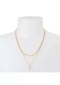 Two Row Stone Layered Necklace