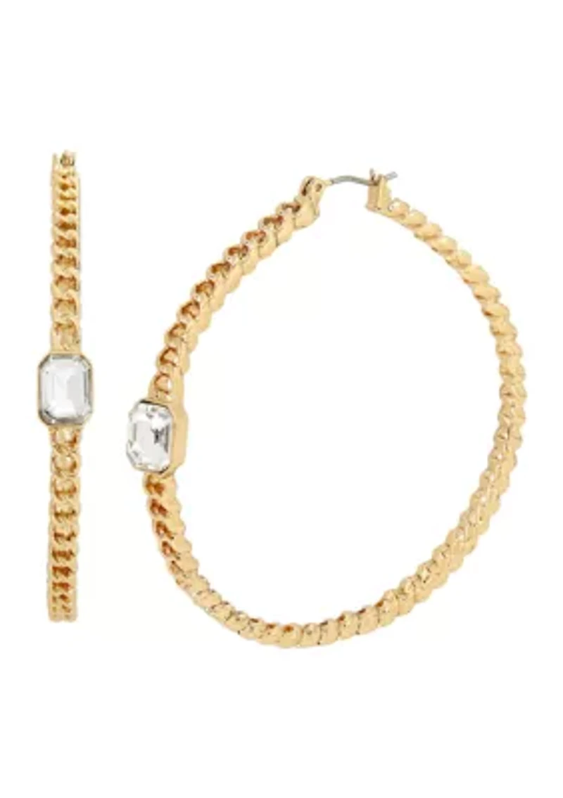 Stone Chain Hoop Earrings