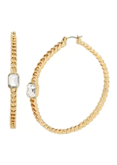 Stone Chain Hoop Earrings