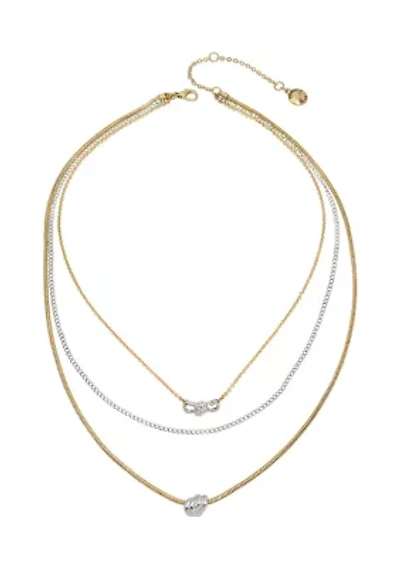 Two Tone Knot Layered Necklace