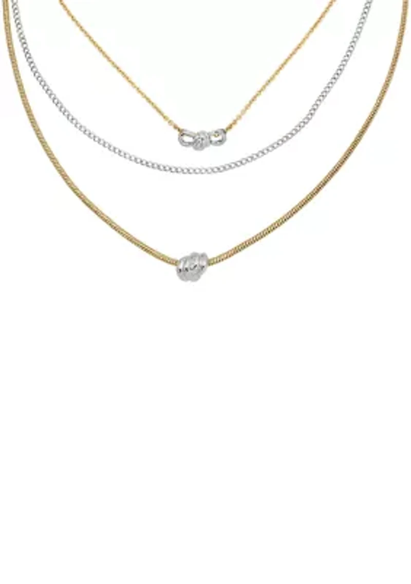 Two Tone Knot Layered Necklace