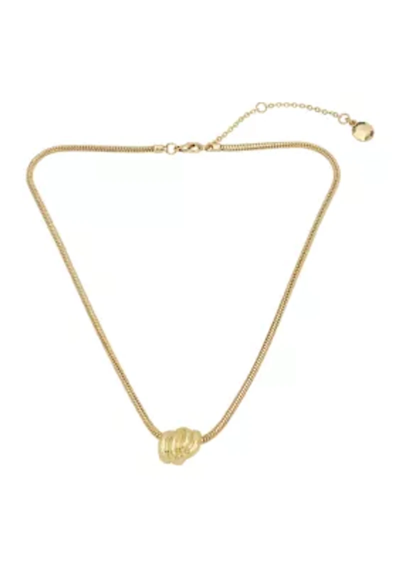 Gold Tone Knot Pendant Necklace