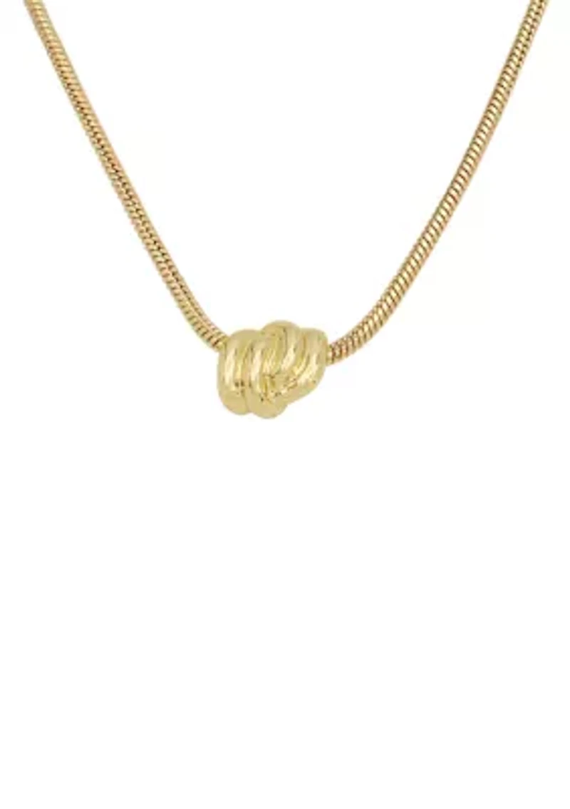Gold Tone Knot Pendant Necklace