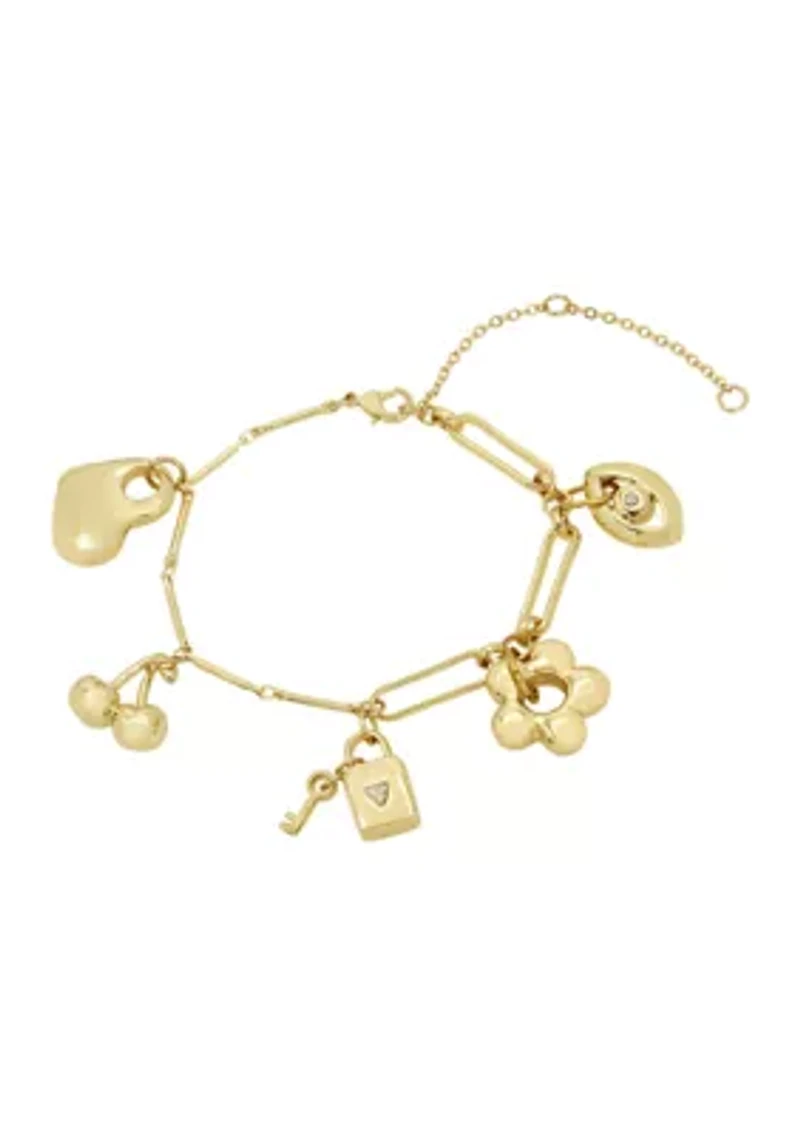 Puffy Heart & Cherry Mixed Charm Bracelet