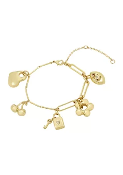 Puffy Heart & Cherry Mixed Charm Bracelet