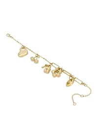 Puffy Heart & Cherry Mixed Charm Bracelet