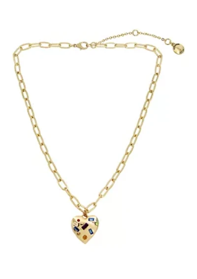 Stone Gem Heart Pendant Necklace