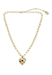 Stone Gem Heart Pendant Necklace