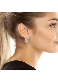 Puffy Flower Charm Small Hoop Earrings