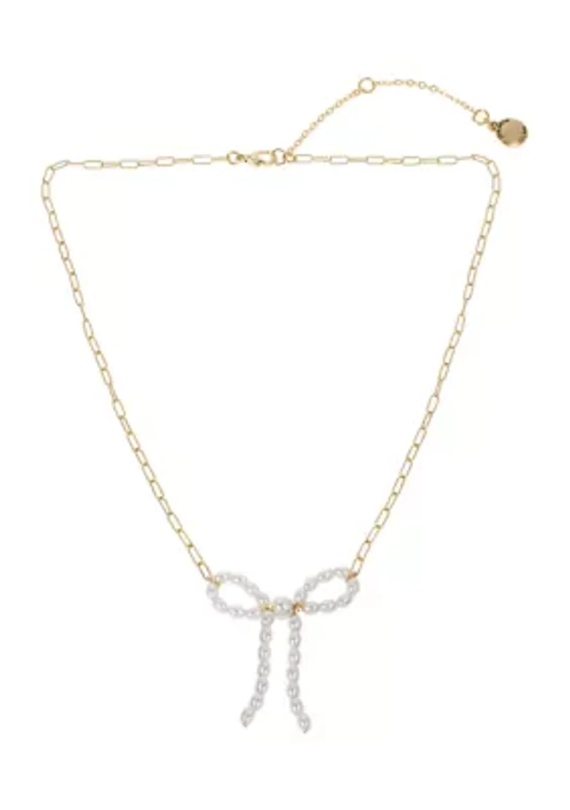 Punk Romance Pearl Bow Pendant Necklace