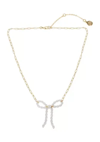 Punk Romance Pearl Bow Pendant Necklace
