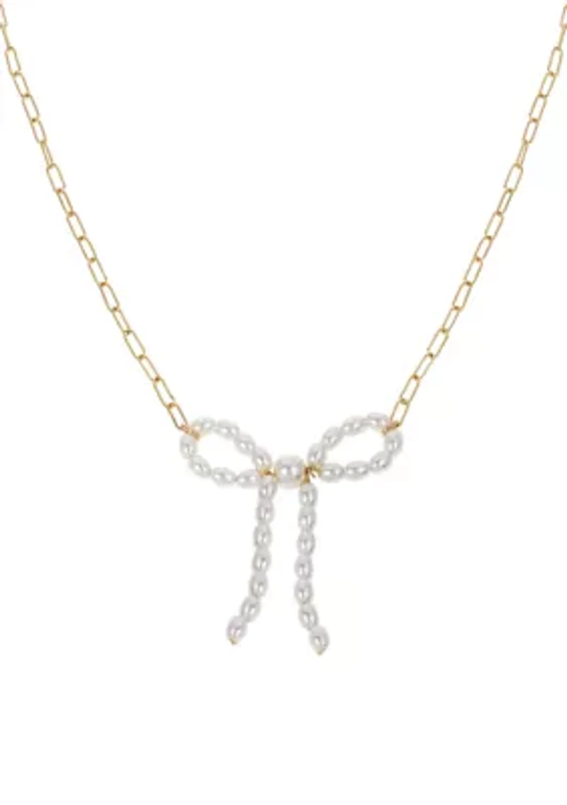 Punk Romance Pearl Bow Pendant Necklace