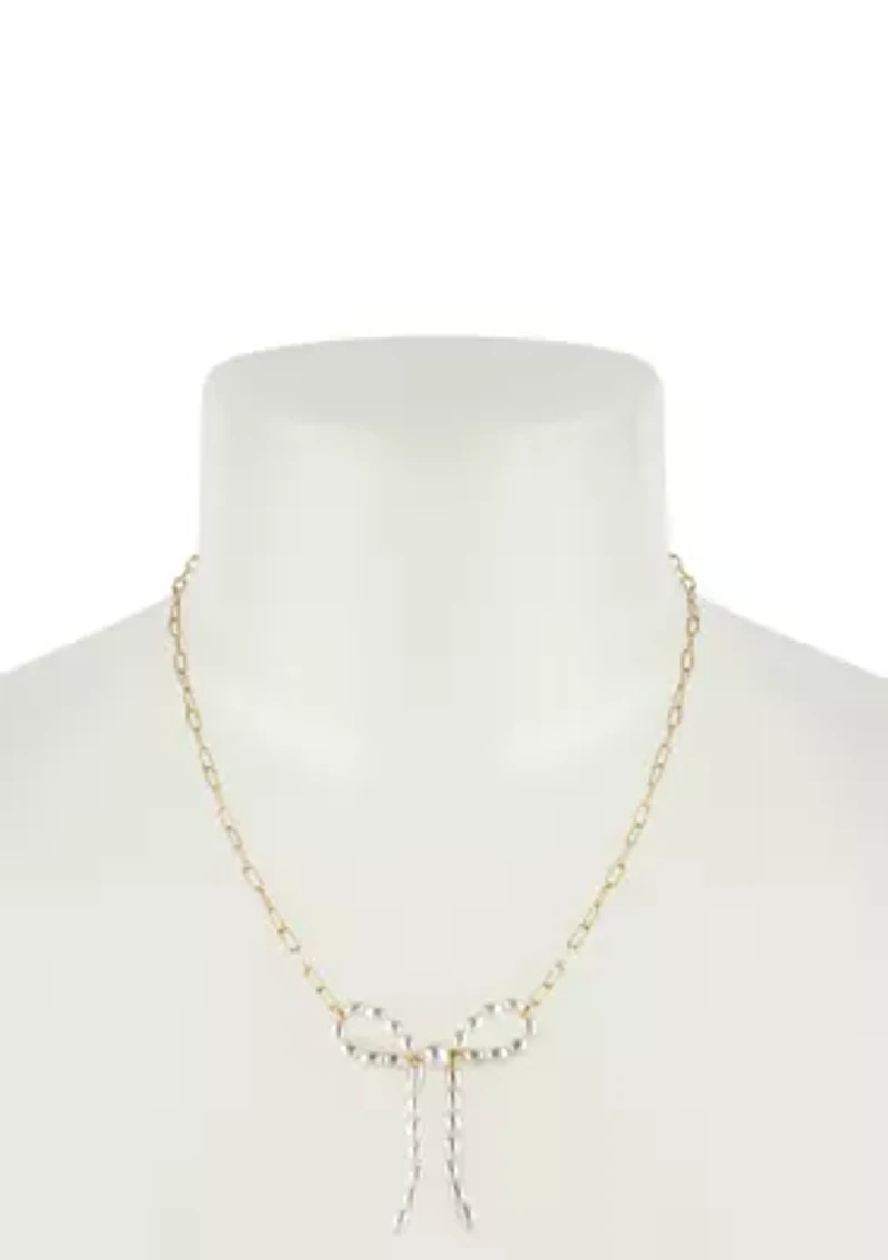 Punk Romance Pearl Bow Pendant Necklace