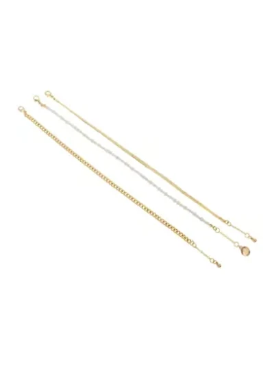 Pearl & Chain Mixed Anklet Set