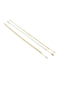 Pearl & Chain Mixed Anklet Set