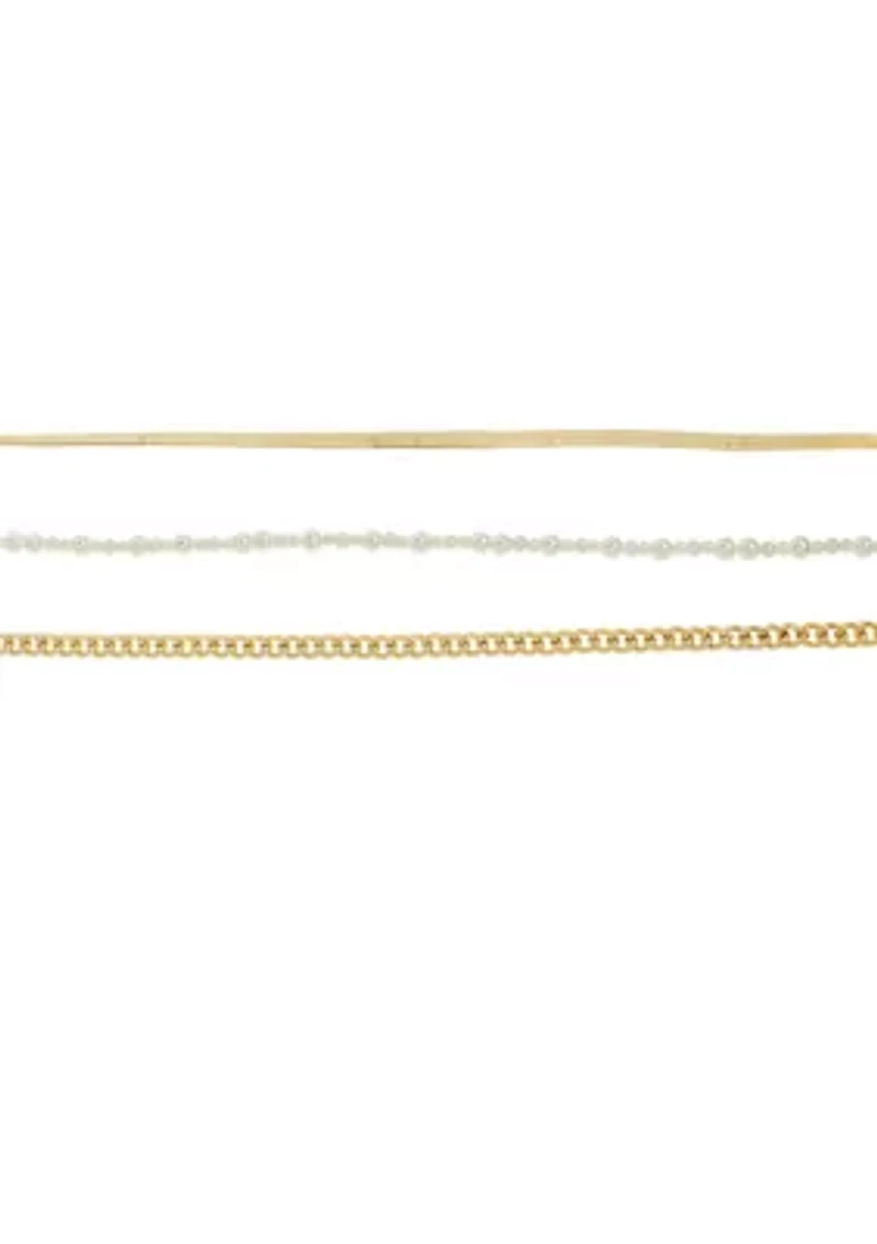 Pearl & Chain Mixed Anklet Set