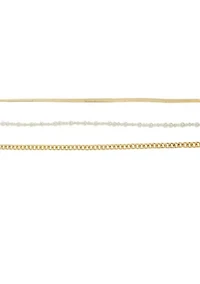 Pearl & Chain Mixed Anklet Set