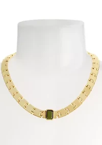 Olivine Stone Gem Watch Chain Collar Necklace