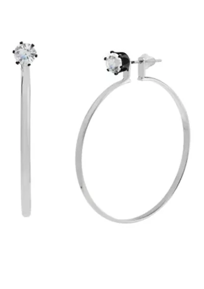Punk Romance Stone Stud Hoop Earrings