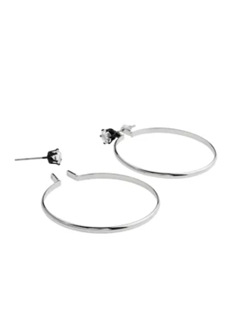 Punk Romance Stone Stud Hoop Earrings