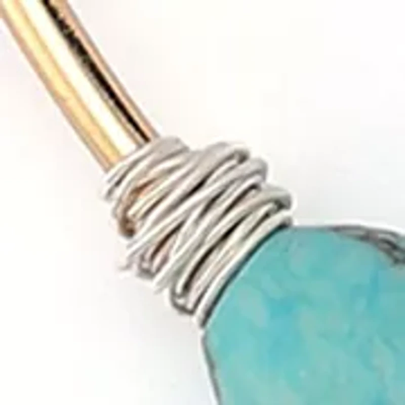 Turquoise Stone Bead Wire Collar Necklace
