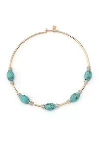 Turquoise Stone Bead Wire Collar Necklace