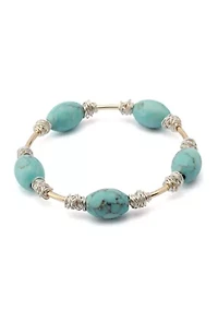 Turquoise Stone Bead Wire Bangle Bracelet