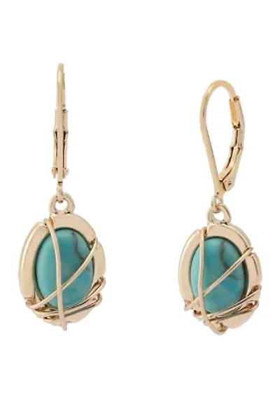 Turquoise Stone Drop Earrings