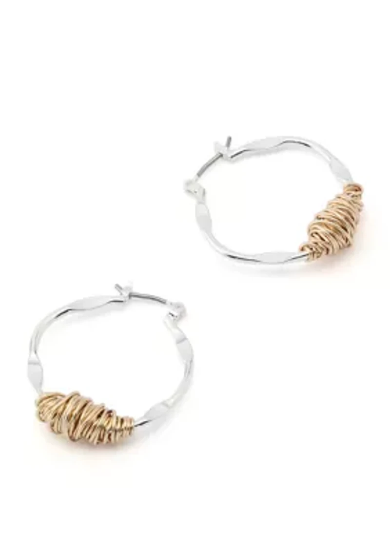 Wire Wrapped Sculpted Hoop Earrings