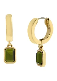 Olivine Stone Gem Charm Huggie Earrings