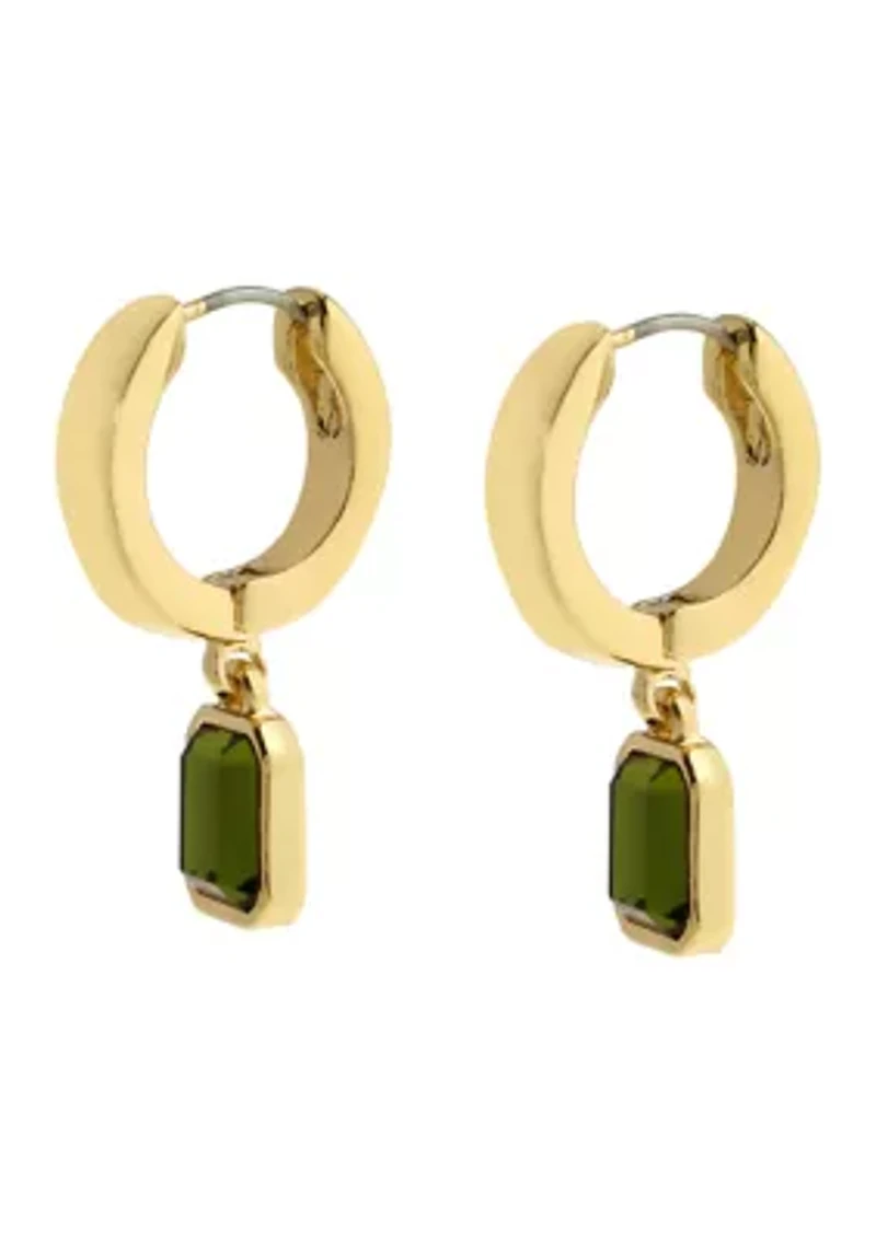Olivine Stone Gem Charm Huggie Earrings