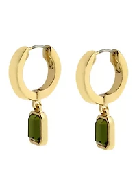 Olivine Stone Gem Charm Huggie Earrings