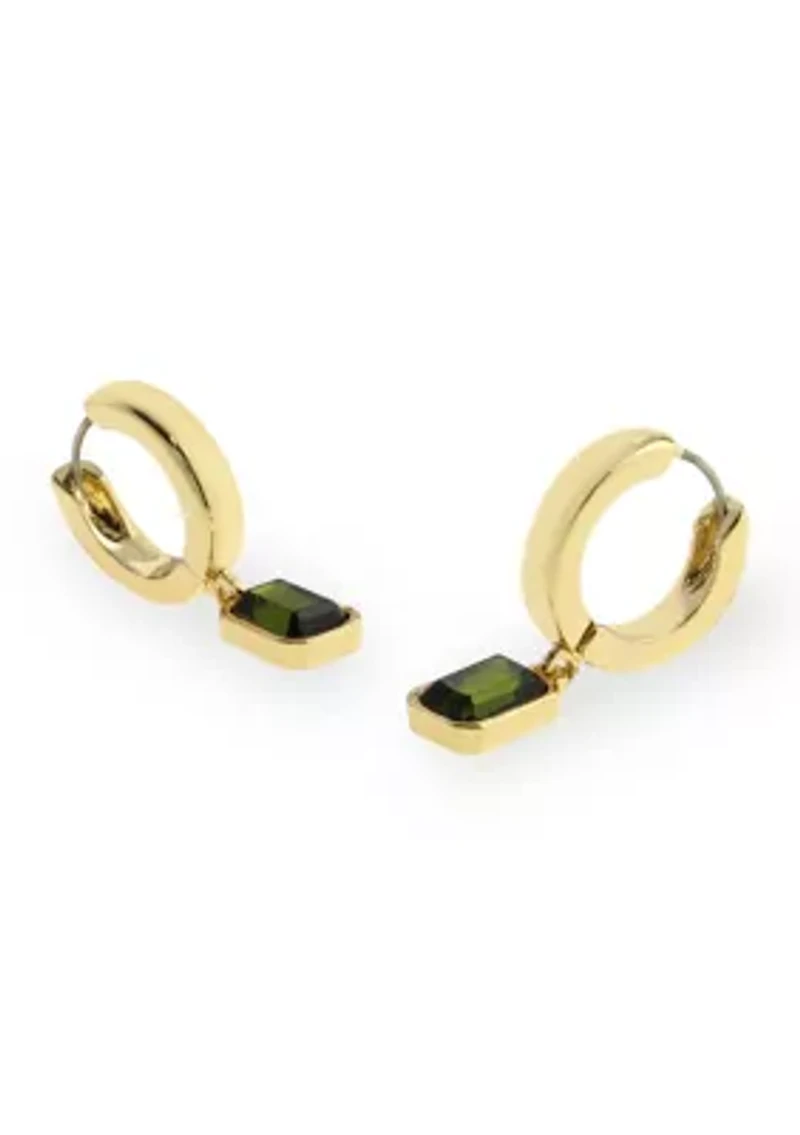 Olivine Stone Gem Charm Huggie Earrings