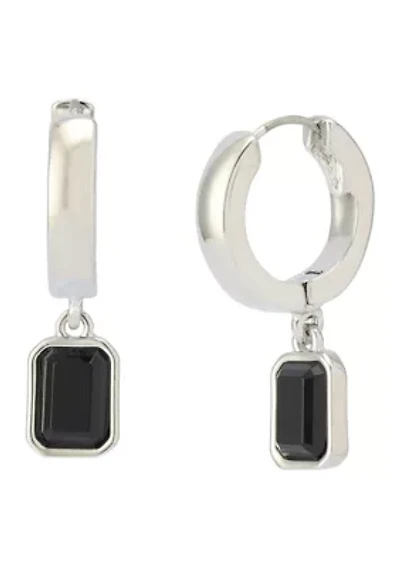 Stone Gem Charm Huggie Drop Earrings