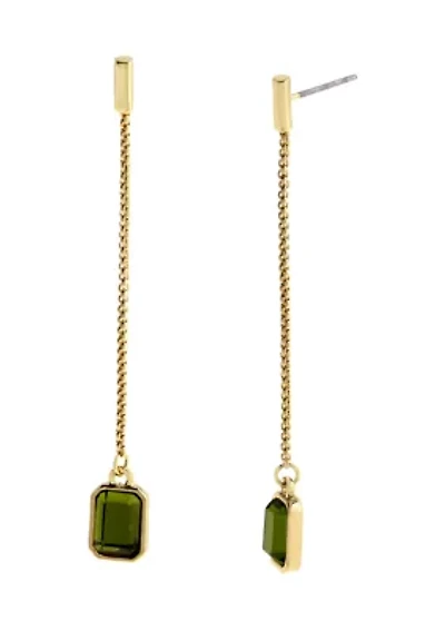 Olivine Stone Gem Linear Earrings