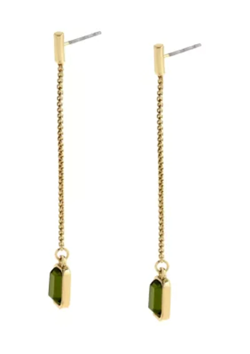 Olivine Stone Gem Linear Earrings