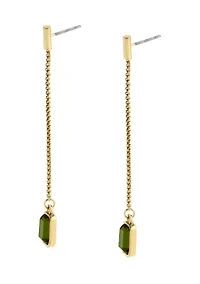 Olivine Stone Gem Linear Earrings