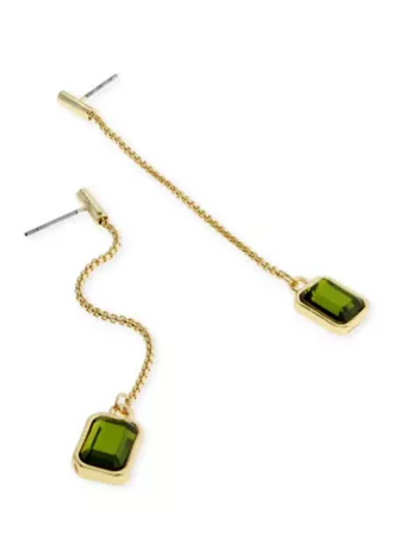 Olivine Stone Gem Linear Earrings