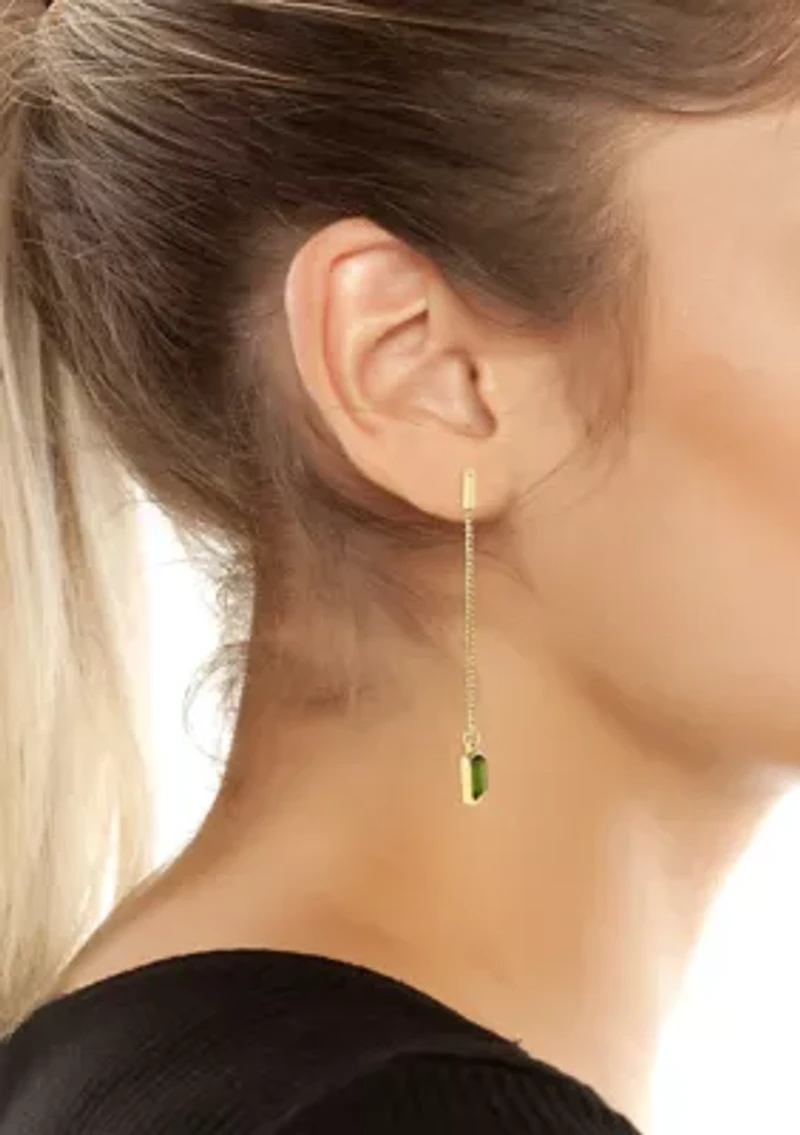 Olivine Stone Gem Linear Earrings