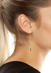 Olivine Stone Gem Linear Earrings