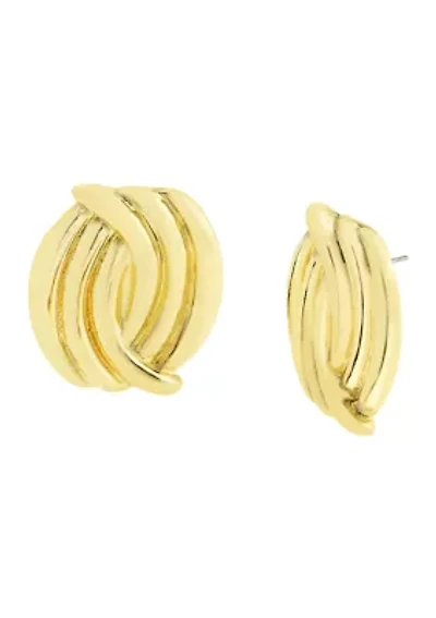 Vintage Ribbed Button Earrings